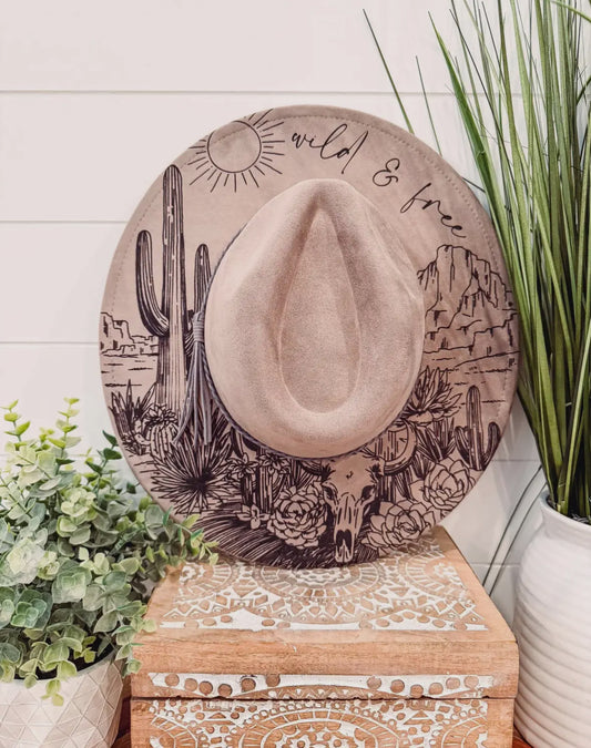 Desert Scene Burned Hat